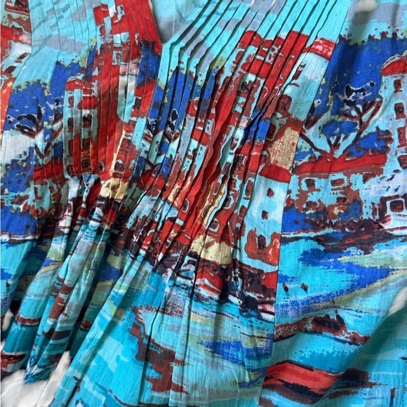 ORIENTQUE Australia‎ Womens Retro Boat Print Crinkle Cotton Dress Size Small - Picture 13 of 16